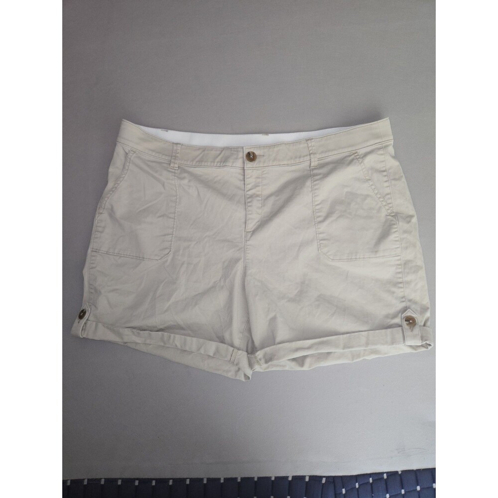 ​Lane Bryant Beige Cotton Blend Shorts Size 16 Adjustable Hem Casual Summer Wear